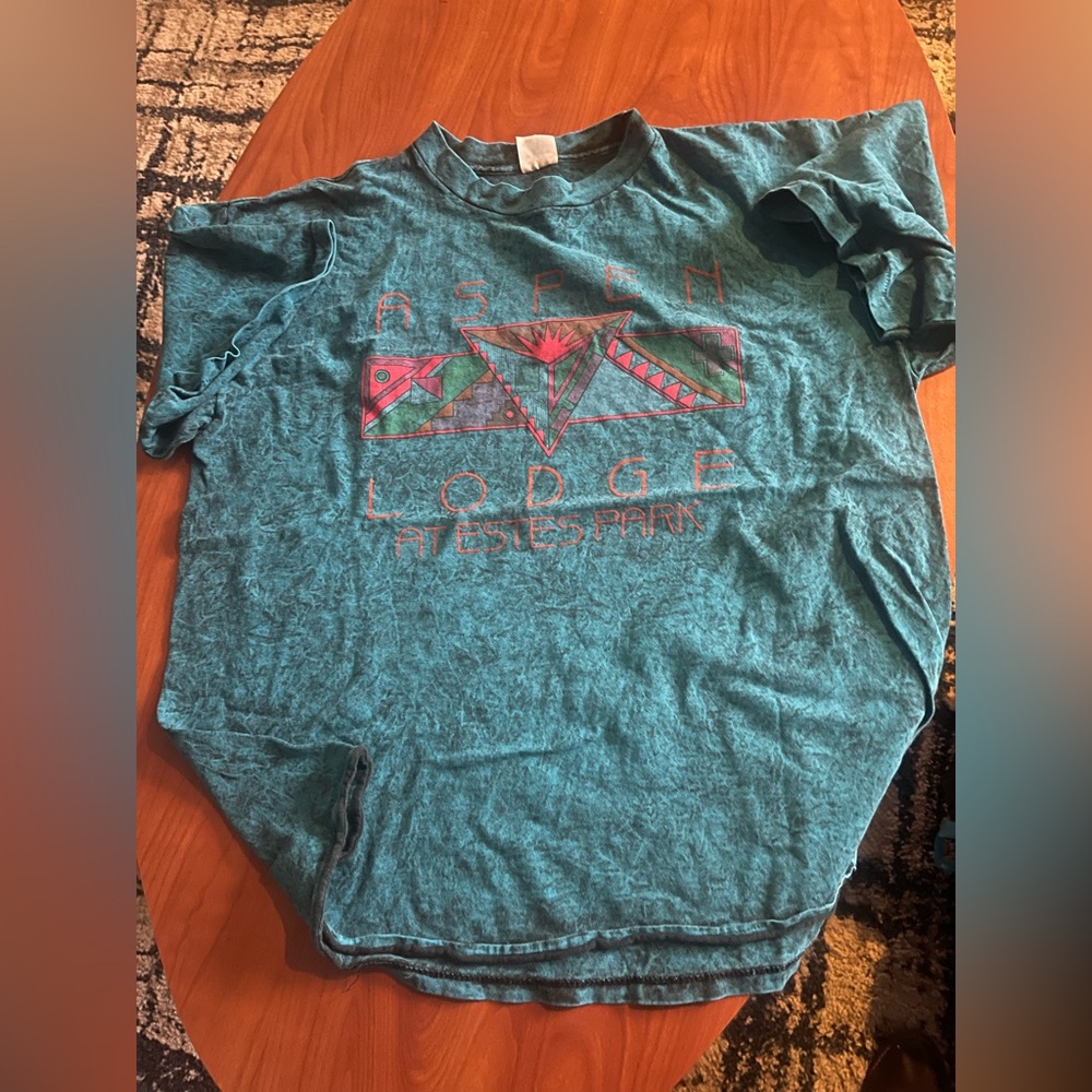 Aspen Lodge Graphic Teal Tee